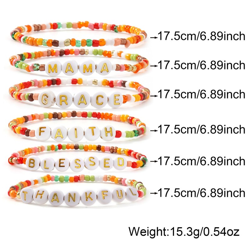 SHINUS BOHO Initial Gold Beaded Flower Fall Bracelet Stack for