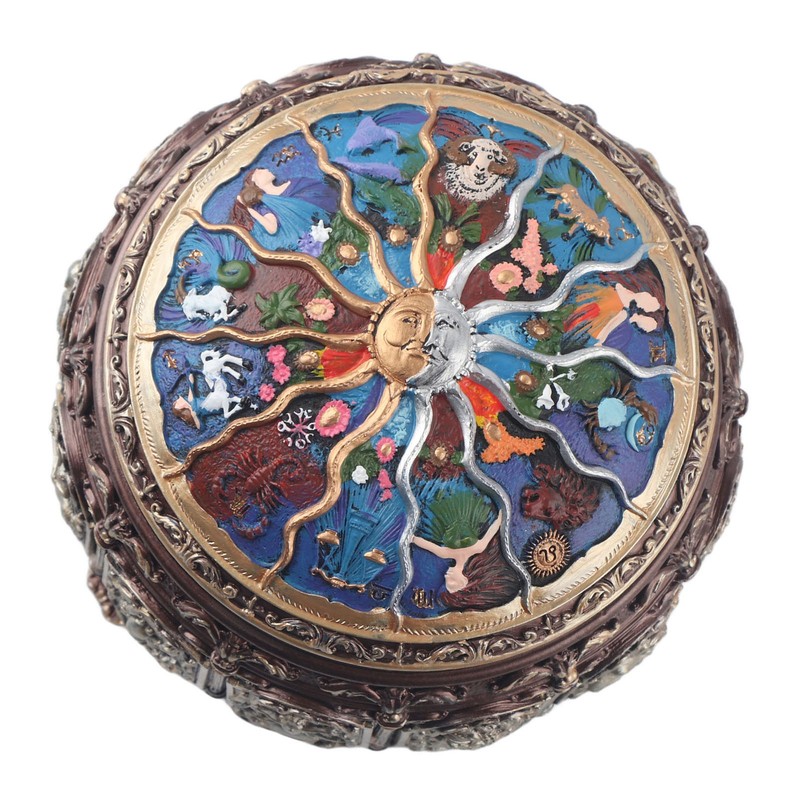 Vintage Music Box with 12 Constellations Rotating Goddess Twinkling LED