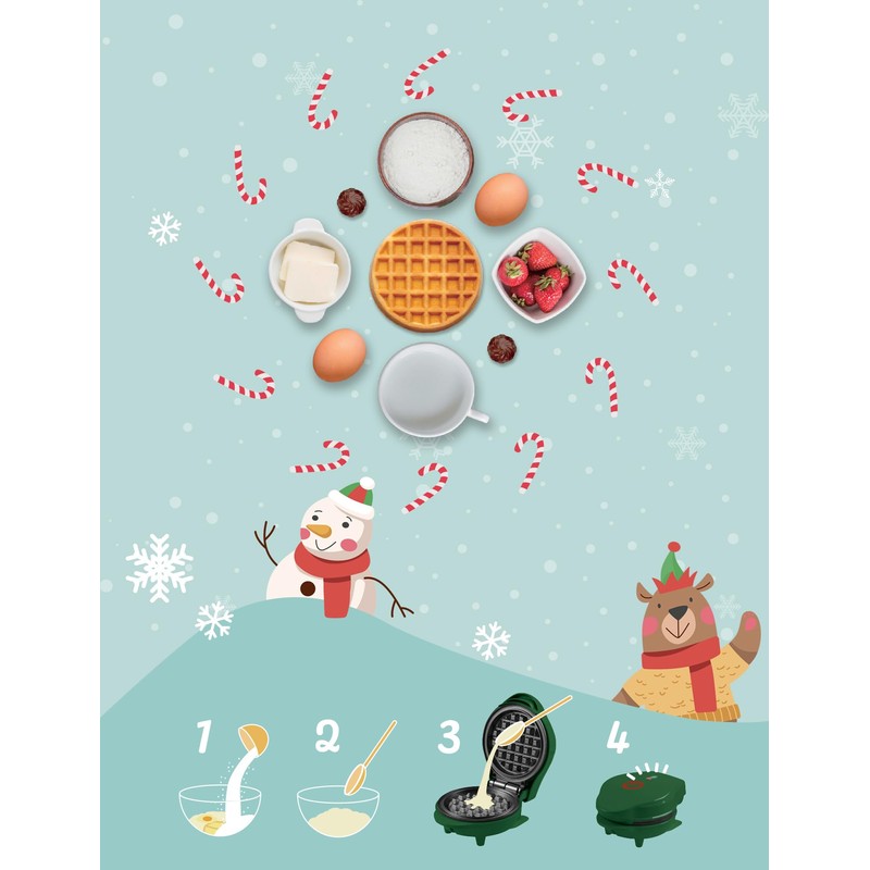 Bestron Mini Waffle Iron, Christmas Edition, Limited Edition, Waffle Maker