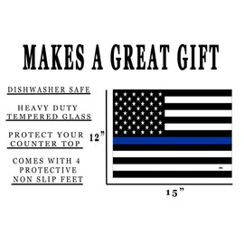 The Thin Blue Line Flag Glass Cutting Board Decorative Police Officer Sheriff Deputy Law Enforcement PD Department Design