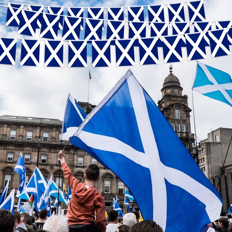 32.8 ft Scotland Flag Banner, 30 Pcs Mini Scottish Country