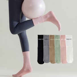 Mid-Calf Non-Slip Yoga Socks KeepFit Yoga Socks Grey/FREE 2ea