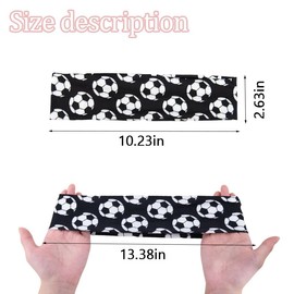 Guqqeuc 2 PCS Soccer Hairbands for Boys Girls Football Pattern Headbands for Men Women Wide Sports Bandana Head Bands Soccer Player Gifts for Son Brother Friends