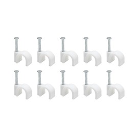 Cable Clips 8 mm - Cord Clips for Wall 200 Pcs - White Cable Clips with Steel Nails - Mounting Clips for Round Cable & Wire, Indoor & Outdoor