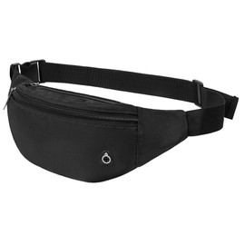 Viqueen Fashion Large Fanny Waist Pack Crossbody Belt Bag for Women and Men,Lightweight Bag with Zipper and Pockets for Running and Sports,Water Resistant,Hands Free Phone Carrying(Black)