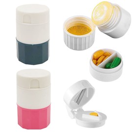 2PCS 4 in 1 Portable Pill Crusher Cutter Multifunction Pill Crusher Pill Cutter for Travel and Daily