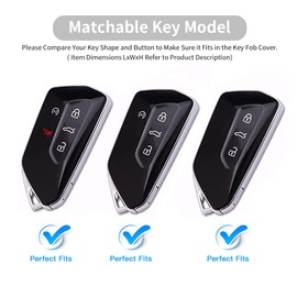 QBUC for Volkswagen Key Fob Cover with Keychain,Car Key Case fit for VW ID.4 ID.3 MK8 Golf GTI Seat Leon MK4 Skoda Octavia（Blue）