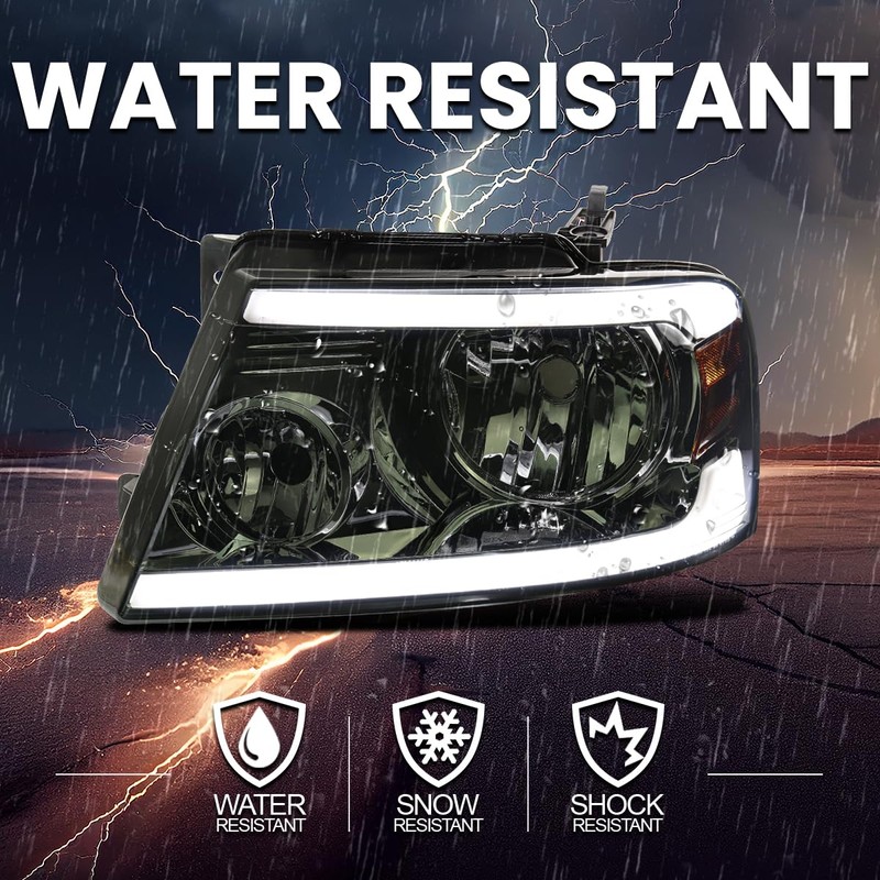 Spec-D Tuning Smoke Headlights with LED Bar Compatible with 2004-2008