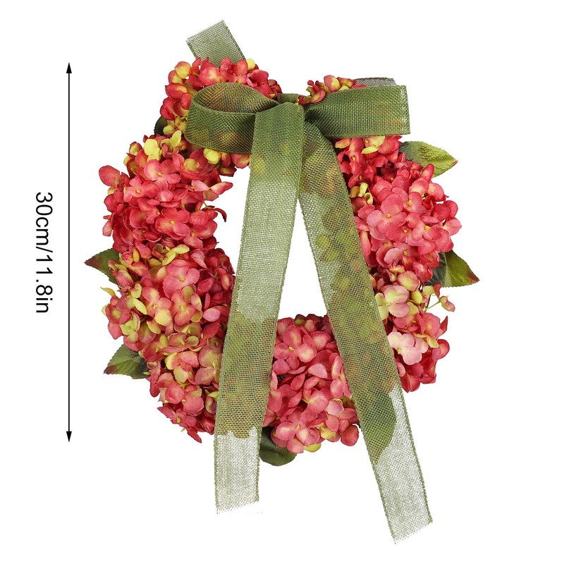 Thanksgiving Wreath Fall Hydrangea Bowknot Decoration Flower Garland Wreath Thanksgiving