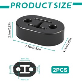 Pack of 2 Exhaust Rubber, 12 mm 2 Holes Car Exhaust Hanger, Universal Exhaust Rubber Hanger for Vehicle Exhaust System Protection, Vibration Dampening & Durable (Pack of 2)