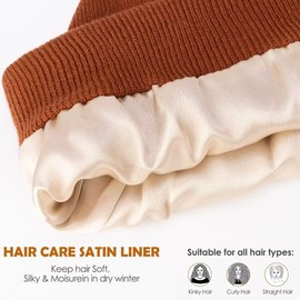 SENPUKI SENPUKI 3 Pack Satin Lined Winter Beanie Hats for Women Men,Silk Lined Beanie Knit Soft Warm Cuffed Hat(Pink+White+Light Gray)