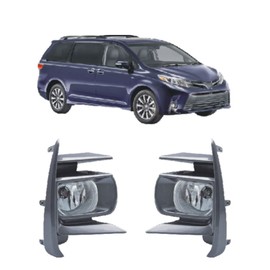 CONCEPT AUTOMOTIVE LIGHTS Replacement For 2018-2020 Toyota Sienna Fog Light Lamps Kit with Dark Silver Grey Frame L&R