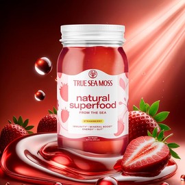 TrueSeaMoss Strawberry Sea Moss Gel – Wildcrafted, Organic Superfood with Minerals, Vitamins & Plant-Based Nutrients – Vegan