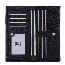 Tipmile Ultra Slim Wallet for Women Bifold Leather RFID Blocking Credit Card Holder Ladies Womens Wallet with Zip Pocket, Black