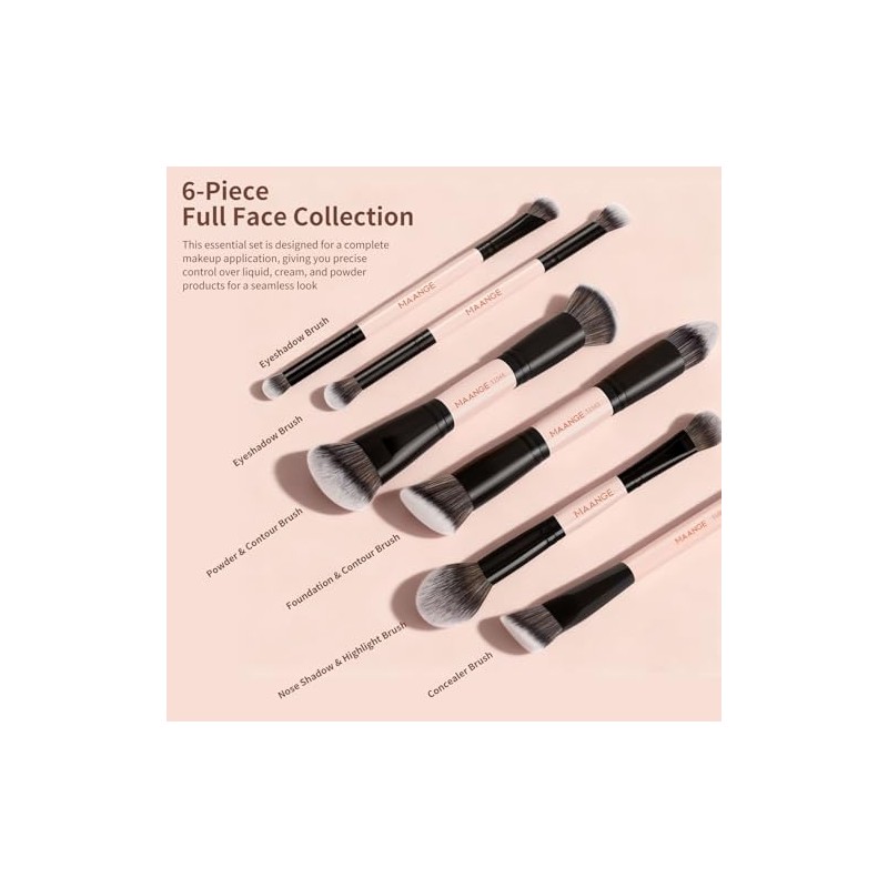 MAANGE Brochas para Maquillaje de Doble Punta 6PCS Set de