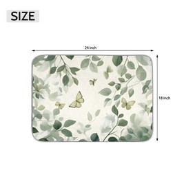 Green Leaf Dish Drying Mat, 18"x24" Ultra Water Absorbent Microfiber Drying Pads for Kitchen Counter, Reusable Washable, Absorbent Coffee Bar Mat for Bowls, Dish Racks, Cutlery, Cups, and Pans