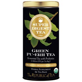 The Republic of Tea Organic Green Pu-erh SuperDigest Tea | Probiotic Fermented Tea Bags (36 count)