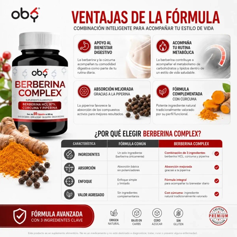 Complejo Berberina Cúrcuma Piperina Caps