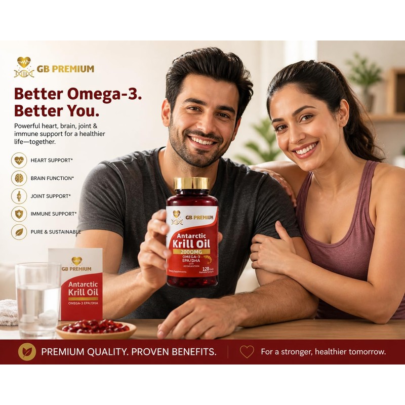 GB Premium Antarctic Krill Oil 2000mg, Omega-3 EPA & DHA