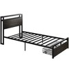 LIKIMIO Twin XL Bed Frames with Drawer, Storage Headboard with