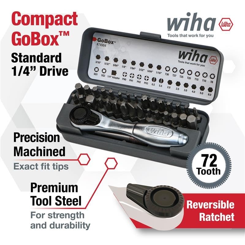 Wiha 74984 32 Piece GoBox Standard Bit Set with Mini
