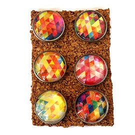 Set of 6 Colorful Triangles Decorative Pushpins for Kitchen Corkboards and Bulletin Boards Handmade Home Decor Thumbtacks