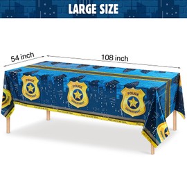 Police Themed Birthday Party Supplies Police Party Plastic Tablecloths Police Department Badge Table Cover Police City Warning Line Table Banner for Kids Birthday Party Decorations
