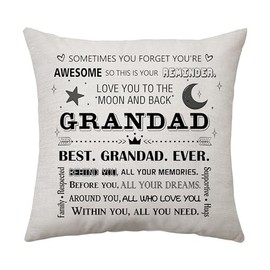 Aconesong Grandad Gifts Best Grandad Ever Gift Cushion Cover Cushion Case Throw Pillow Cover Gift for Grandfather Idea Birthday Gifts Father's Day Decoration 45 x 45 cm (Grandad)