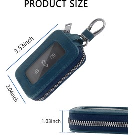 Turcee - Funda de piel para llave de coche, llavero y mosquetón, soporte universal para llavero inteligente para la mayoría de los coches (azul)