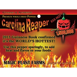 Dried Carolina Reaper Pepper Pods, 1/4 oz. Packet