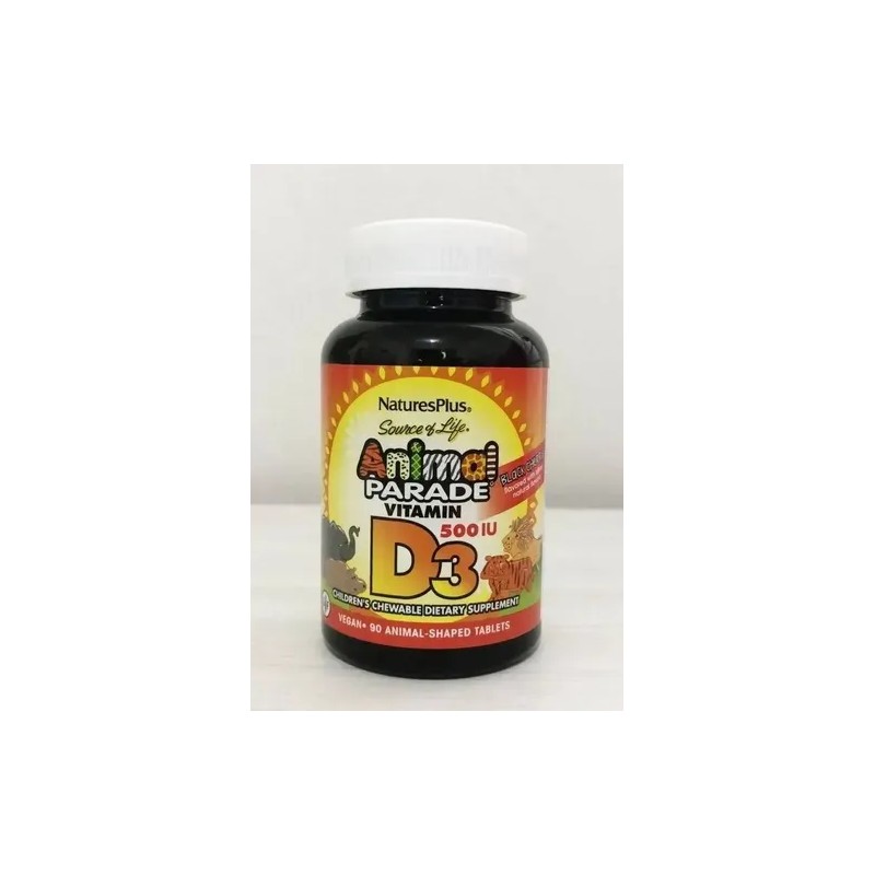 Vitamina D3 Masticable NaturesPlus 500UI Cereza Negra 90 Comp Vegano