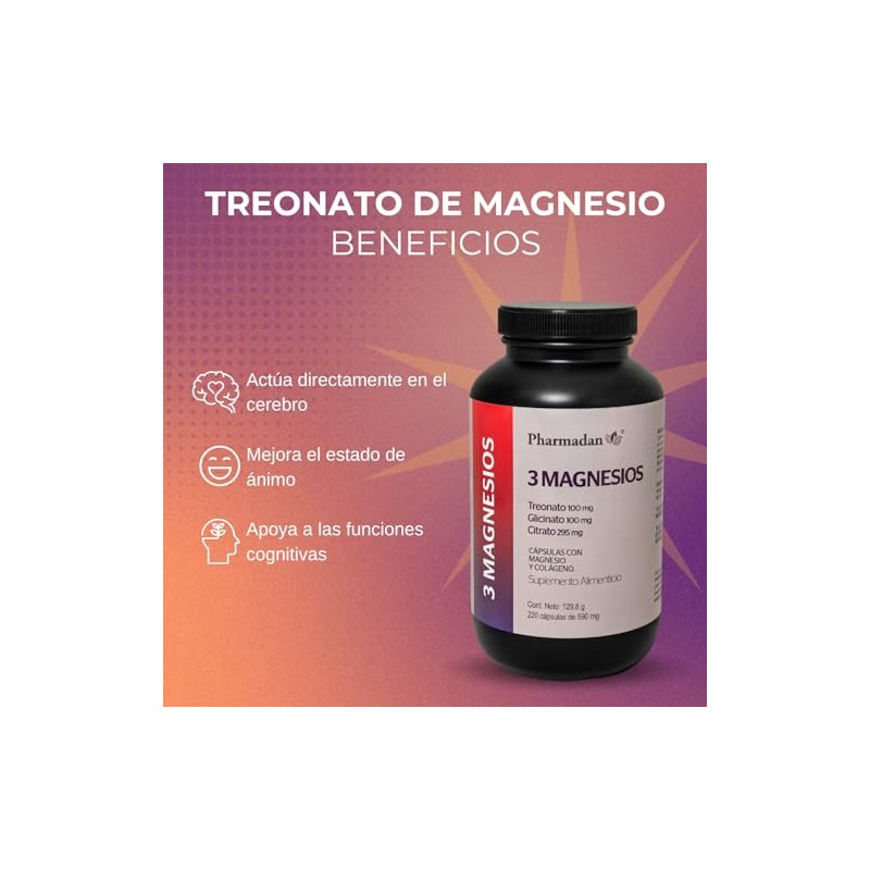 Magnesios Blend 220 Cápsulas Citrato Glicinato Treonato Magnesio 590