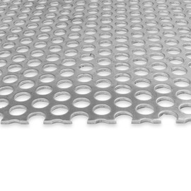 3003 Aluminum Perforated Sheet, Unpolished (Mill) Finish, H14 Temper, Staggered Round 0.25" Holes, 0.063" Thickness, 14 Gauge, 12" Width, 36" Length, 0.375" Stagger, 40% Open Area, OnlineMetals