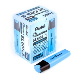 Pentel Illumina Liquid Highlighter, Chisel Tip, Office Supplies, School Supplies, Fluorescent Sky Blue Ink, SL60S-S, Box of 12