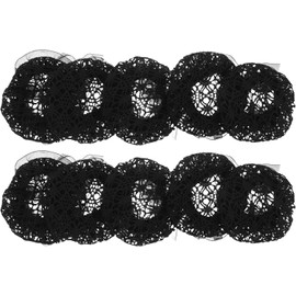 10 redecillas para el cabello con cordón ajustable, color negro: malla invisible de 10 cm con borde floral grande para el trabajo, servicio de alimentos, ballet y uso nocturno.