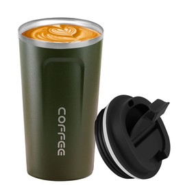 MOYAC Termos para Cafe de 510 ml, Termo Agua de Gran Capacidad de Acero Inoxidable, Termo Cafe al Vacío para Conservación del Calor y el Frío, Adecuada para Preparar Leche, Café, Té (Verde)