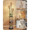 GOEBLESON Floor Lamp with Shelves, Boho Floor Lamp with Foot