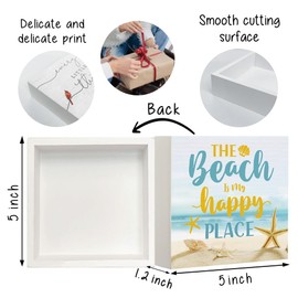 Pine Wooden Beach Decor Sign, The Beach is My Happy Place Decor, Decorations Suitable for Home, Bathroom, Living Room, Bedroom and Dining Room, Beachs and Summer Décor