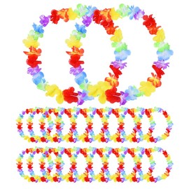 20 Pcs Hawaiian Garlands Luau Aloha Flower Lei Hawaiian Fancy DressHawaiian Party Decorations Beach Accessories Hawaiian Theme Party Supplies Tropical Hawaiian Decorative Favours for Adults Kids