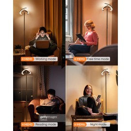 SIBRILLE Brown Floor Lamp, Modern Stepless Dimmable Standing Lamp with Remote Control, 20W 3000-6000K LED Rotatable Floor Light Uplighter Stand up Lamp Tall Lamp for Living Room Bedroom Office