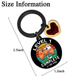 SOJUWEL 1 Year Anniversary Gifs Keychain for Boyfriend Girlfriend Couple Fiancee Him Her Funny Gamer Gift Ideas for Valentine Anniversary Christmas Birthday Present LEVEL 1 COMPLETE Love You