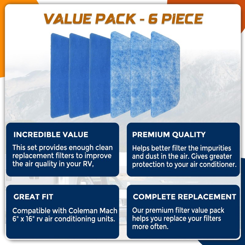 AGradify 6 Pack RV Air Filter 6" X 16.5" RV