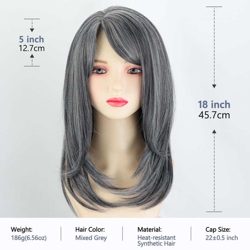 18 Inch Gray Wigs for Women 2x3.5 Realistic Scalp Highlight