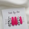 [Handmade Nail Tips] Hot Pink Cow Nails - Almond /