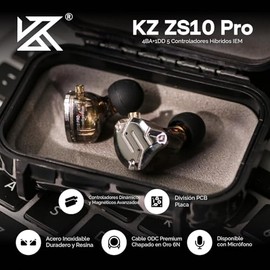Linsoul KZ ZS10 Pro, auriculares intraauriculares HiFi con 5 controladores 4BA+1DD, auriculares para juegos, auriculares híbridos IEM con placa fronta