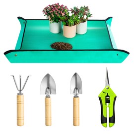 Josteve Josteve Plant Repotting Mat, 5Pcs Succulent Tools Mini Garden Small Gardening Tools Indoor, Pruning Shear Gardening Scissor, Hand kit for Bonsai, Cactus, Fairy, Houseplant Transplanting, Seedling