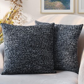 OLSUNOR Chenille Throw Pillow Covers 18x18 Inch Set of 2, Square Decorative Pillow Cover w/Hidden Zipper, Spray-Dyed Yarn Boho Farmhouse Accent Pillow Cases for Couch, Sofa, Bed, Car, Living Room