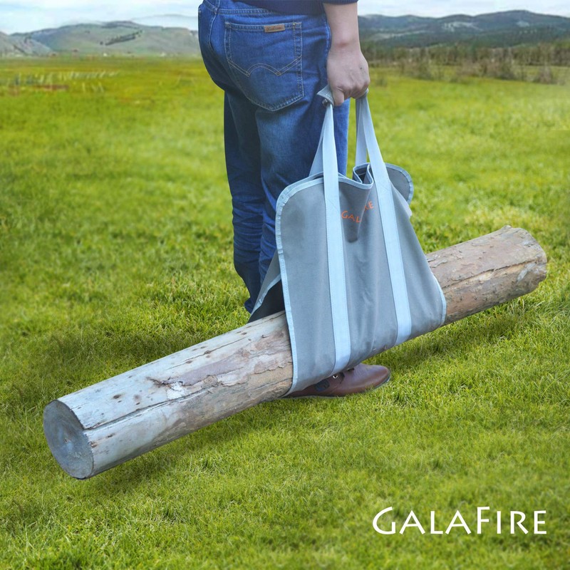 GALAFIRE Wood Carrier for Firewood with Handles, Foldable 16oz Canvas