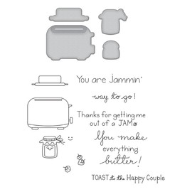 Spellbinders Toast with Jam 'n Bread Stamp and Die Set, Metal, Multi-Colour, 29.7 x 14.7 x 0.6 cm
