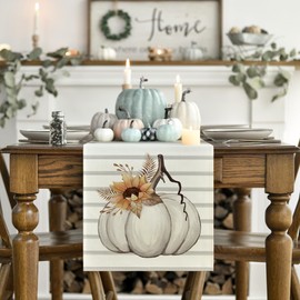 Artoid Mode Streifen Kürbisse Sonnenblumen Blätter Herbst Tischläufer, Saisonnal Küche Tisch Dekoration Drinnen Urlaub Party Dekor 40x140 cm